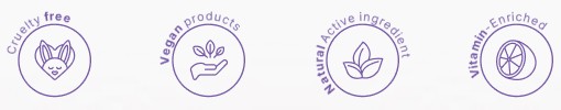 Cruelty free · Vegan · Natural · Vitamin-enriched